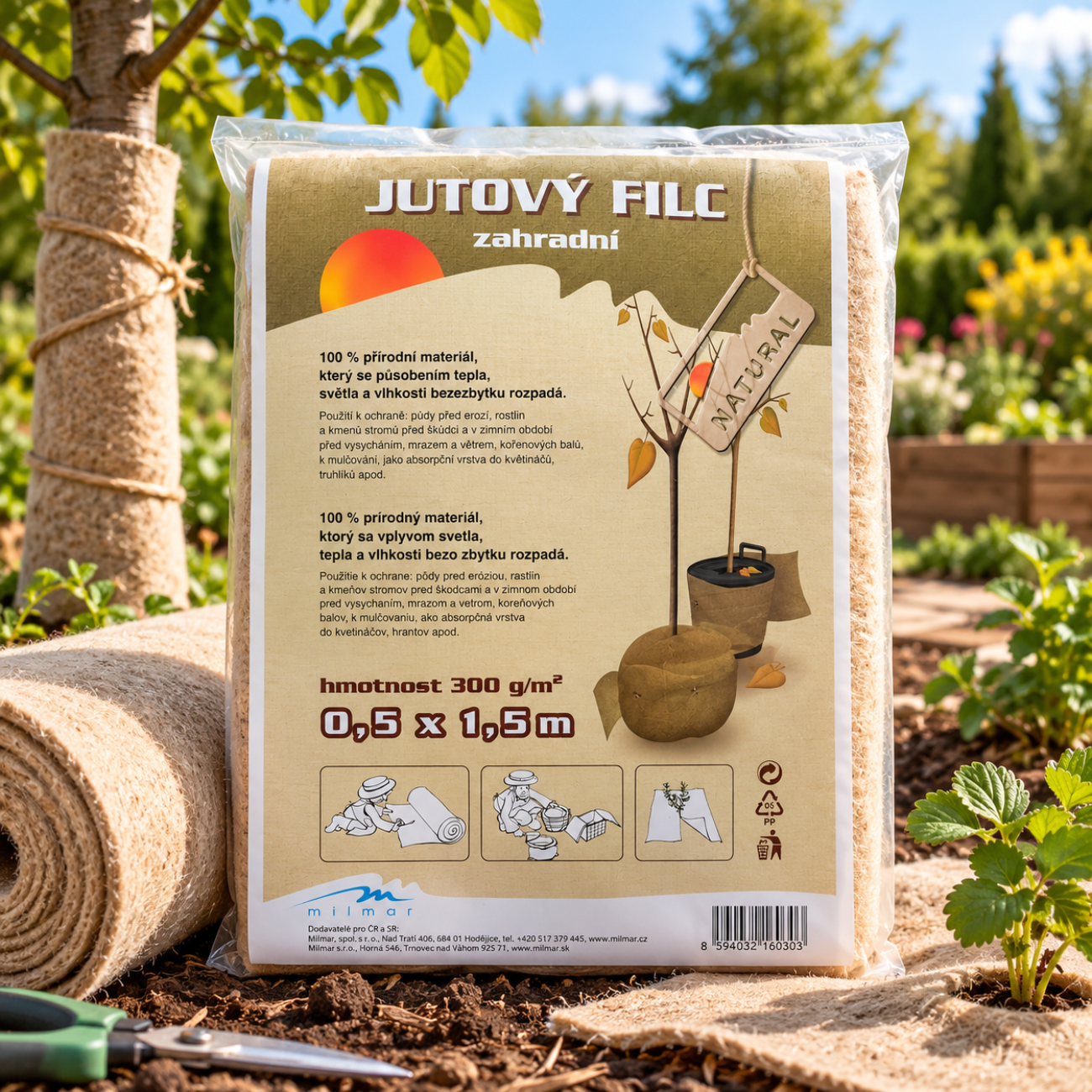 Obrázok Jutový filc - Prírodná ochrana pôdy, koreňov a rastlín 300g 0,5x1,5m